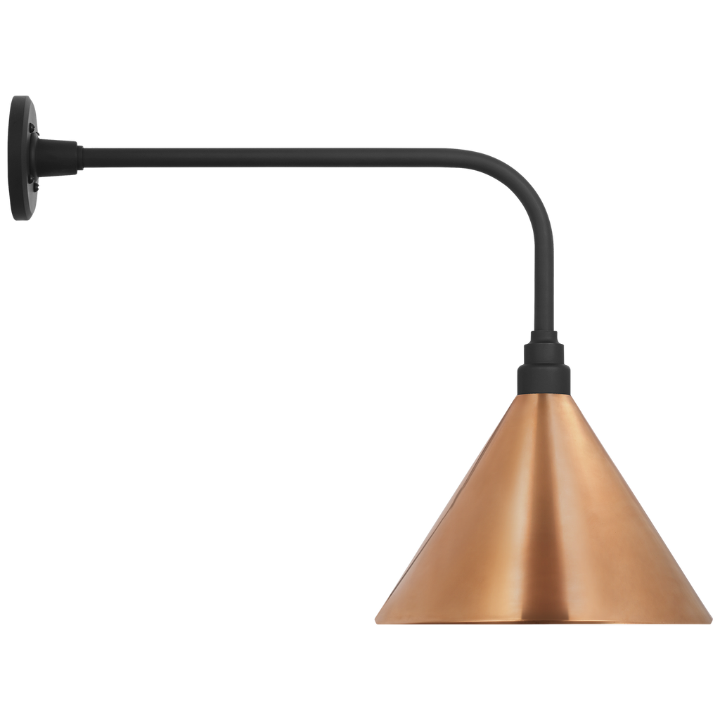 Academy 20" Rex Barn Light | Matte Black | 12.5 | 12.5" Soft Copper Conical Savannah Shade