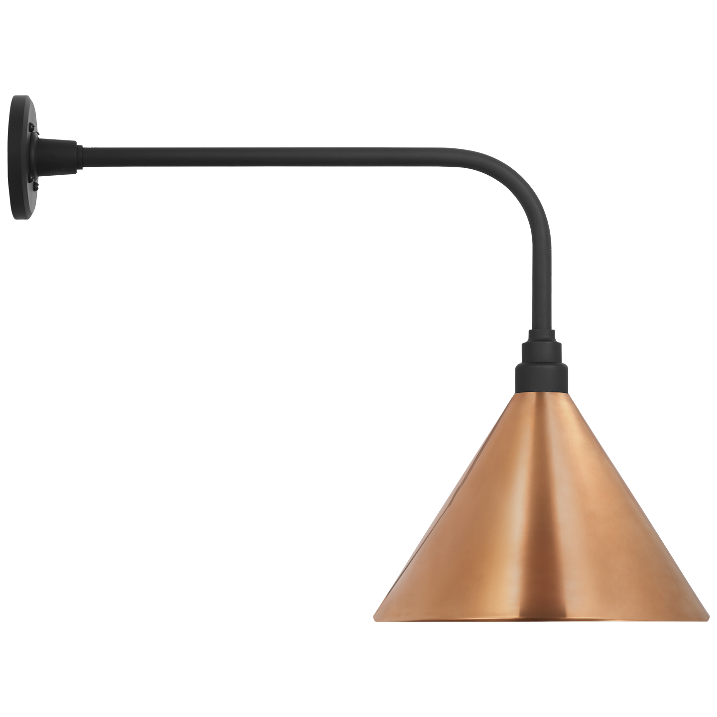 Academy 20" Rex Barn Light | Matte Black | 12.5 | 12.5" Soft Copper Conical Savannah Shade