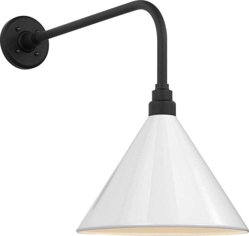 Academy 20" Rex Barn Light | Matte Black | 12.5 | 12.5" White Conical Savannah Shade