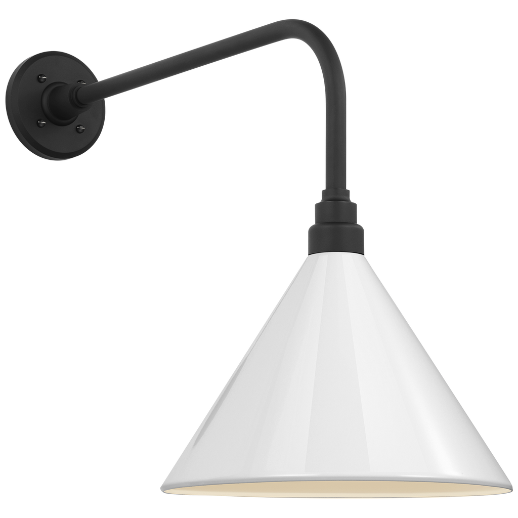 Academy 20" Rex Barn Light | Matte Black | 12.5 | 12.5" White Conical Savannah Shade