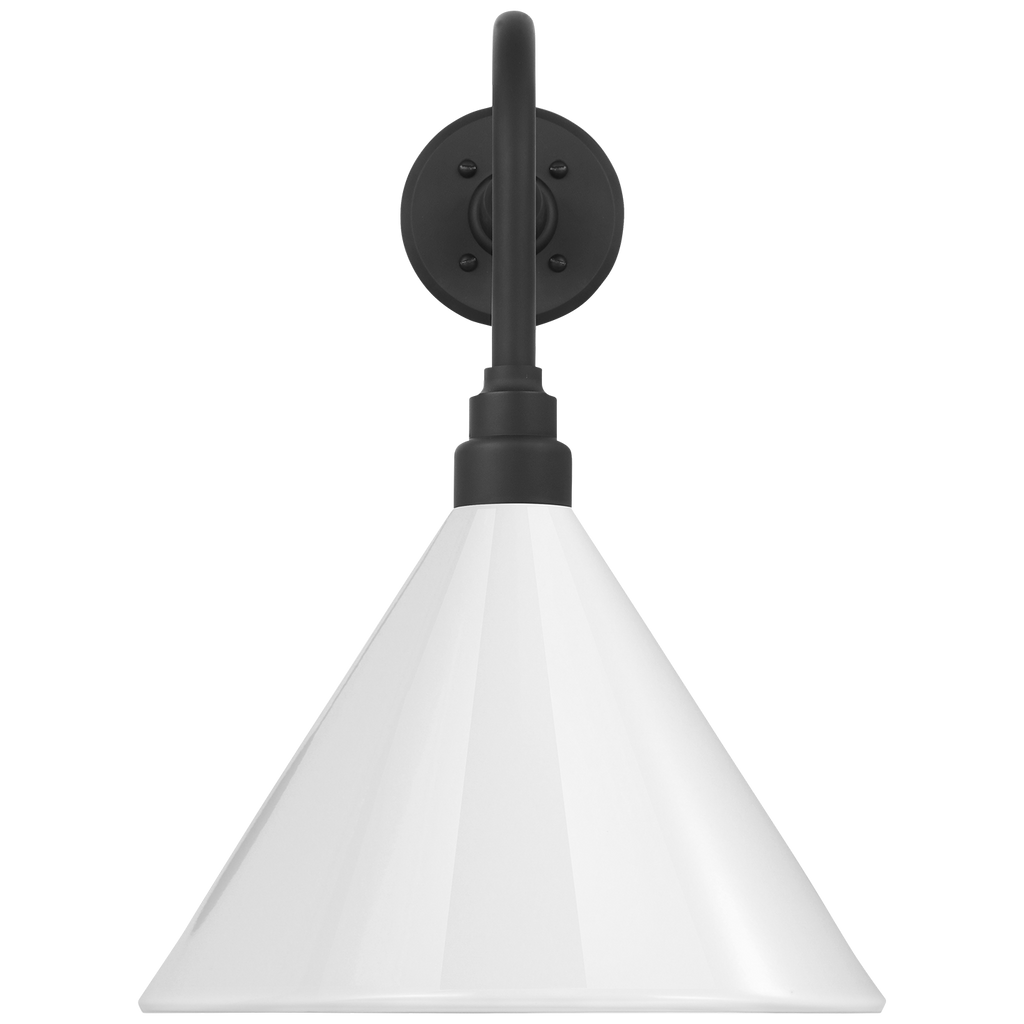 Academy 20" Rex Barn Light | Matte Black | 12.5 | 12.5" White Conical Savannah Shade