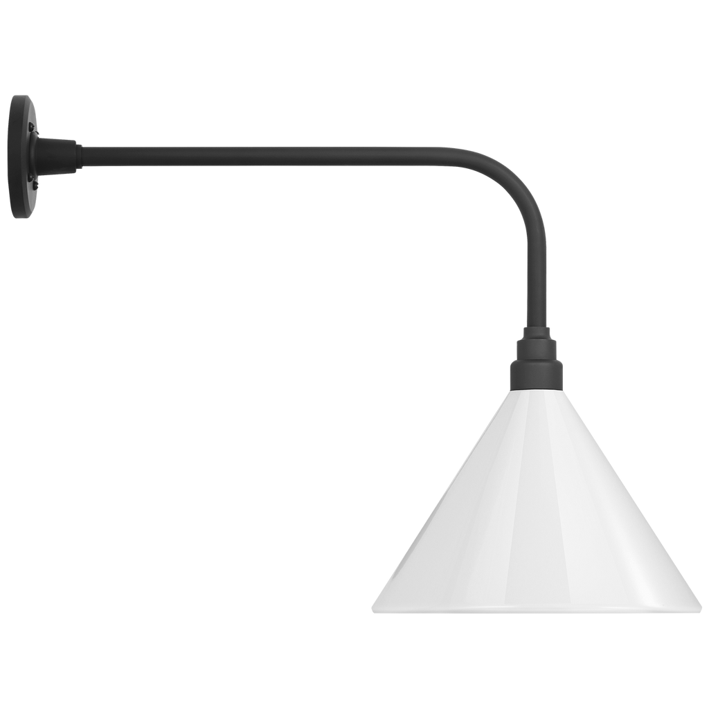 Academy 20" Rex Barn Light | Matte Black | 12.5 | 12.5" White Conical Savannah Shade