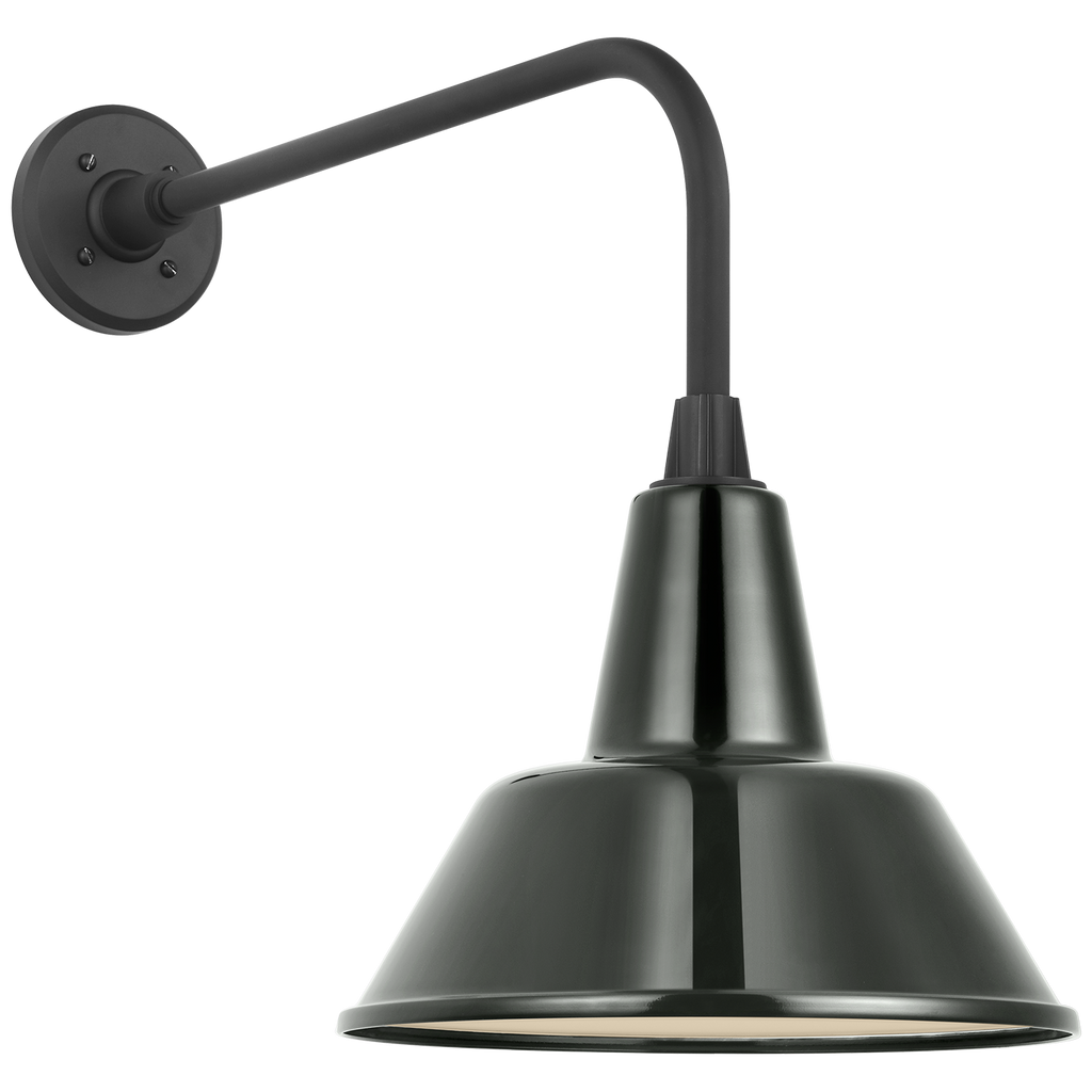 Academy 20" Rex Barn Light | Matte Black | 12.5 | 12.5" Green Bowers Shade