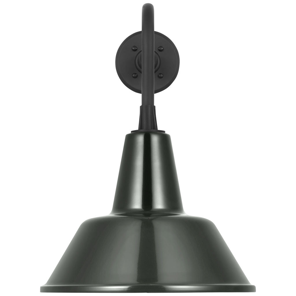 Academy 20" Rex Barn Light | Matte Black | 12.5 | 12.5" Green Bowers Shade