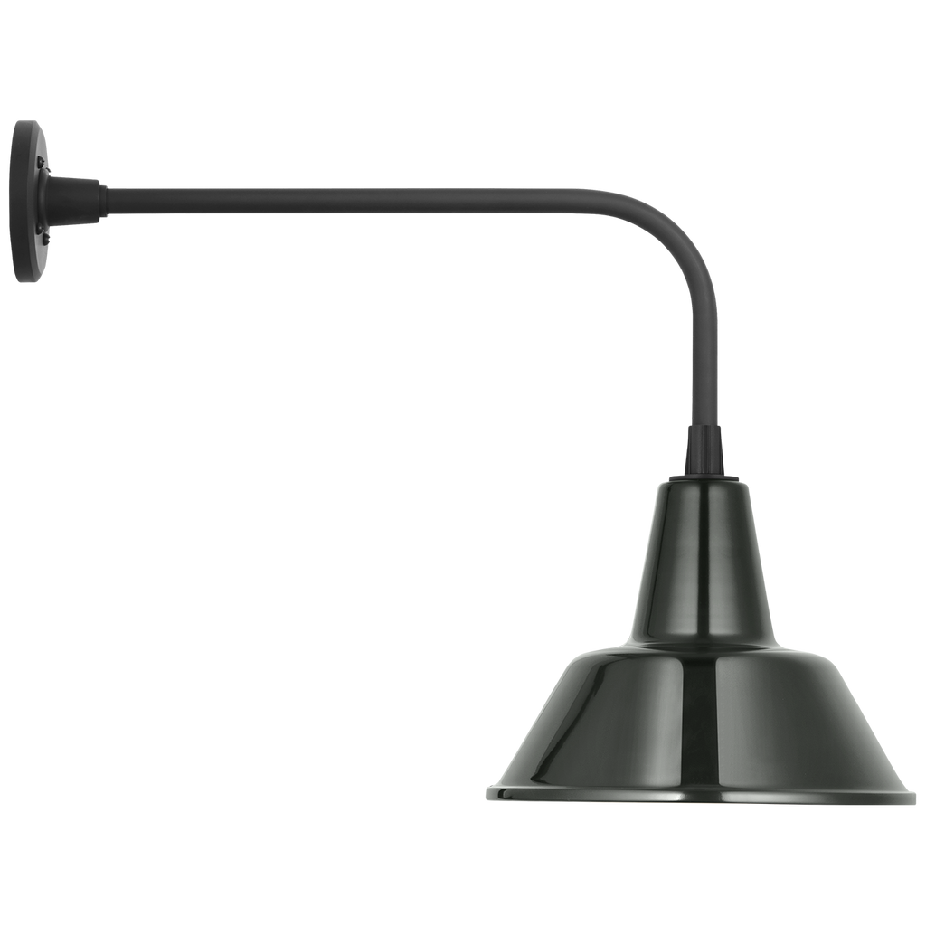 Academy 20" Rex Barn Light | Matte Black | 12.5 | 12.5" Green Bowers Shade