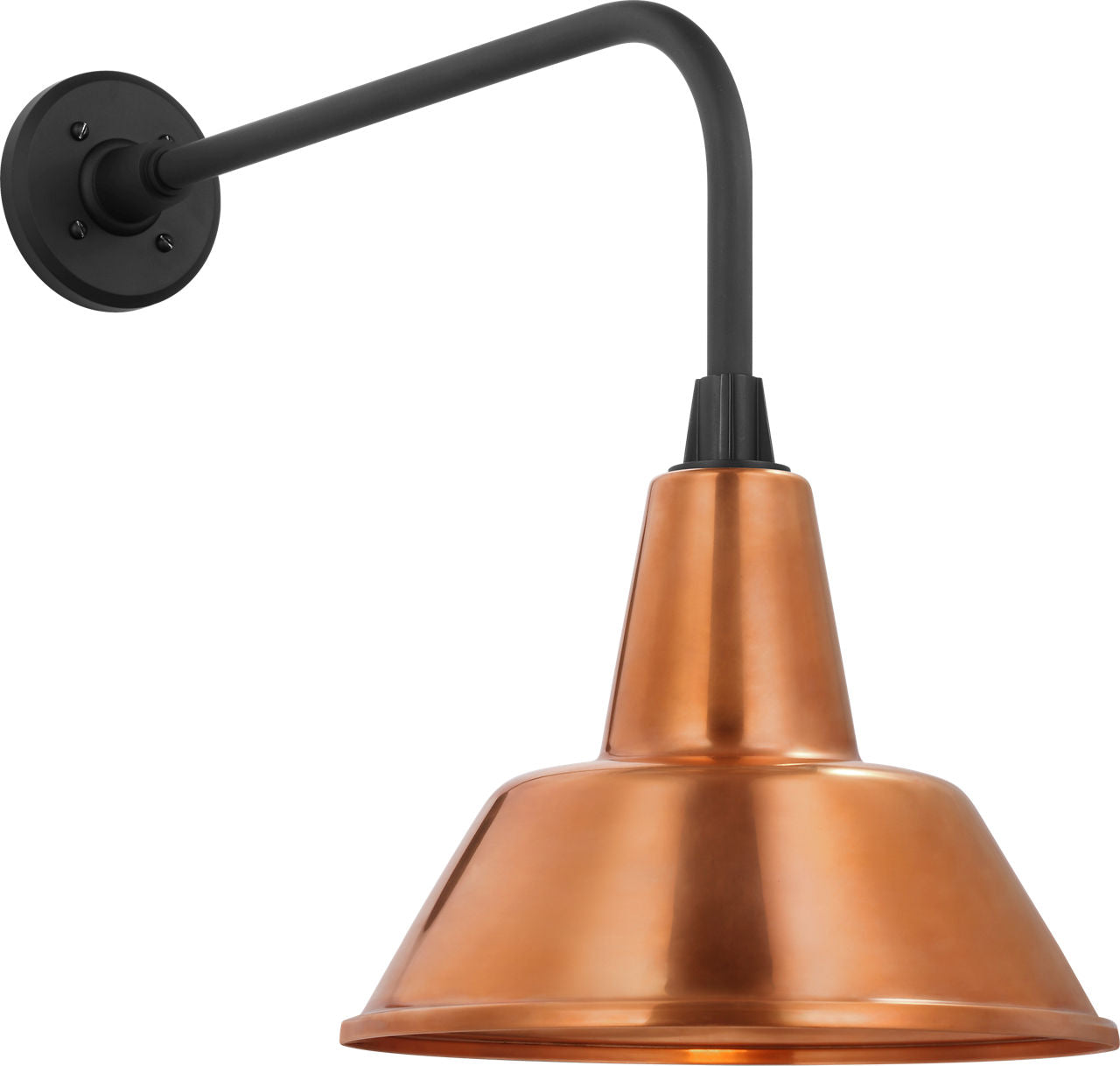 Academy 20" Rex Barn Light | Matte Black | 12.5 | 12.5" Soft Copper Bowers Shade