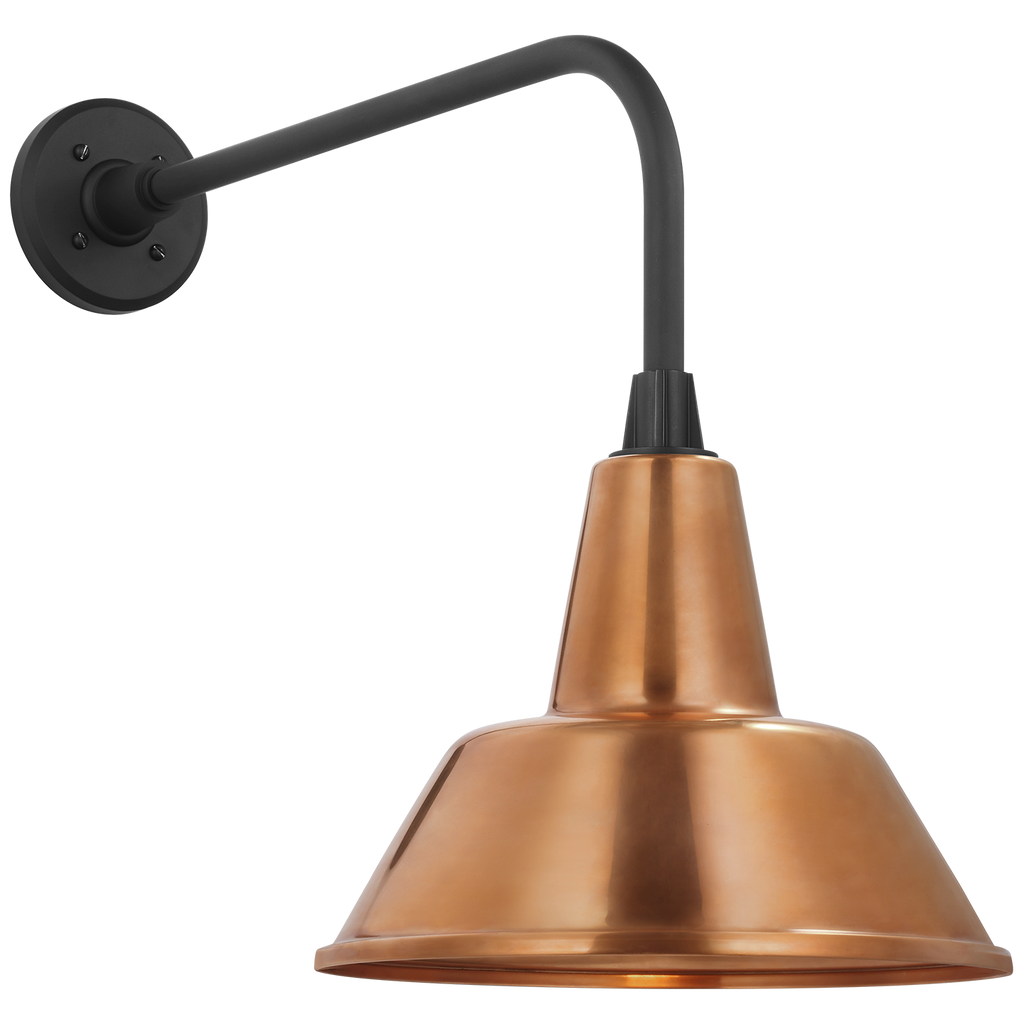 Academy 20" Rex Barn Light | Matte Black | 12.5 | 12.5" Soft Copper Bowers Shade