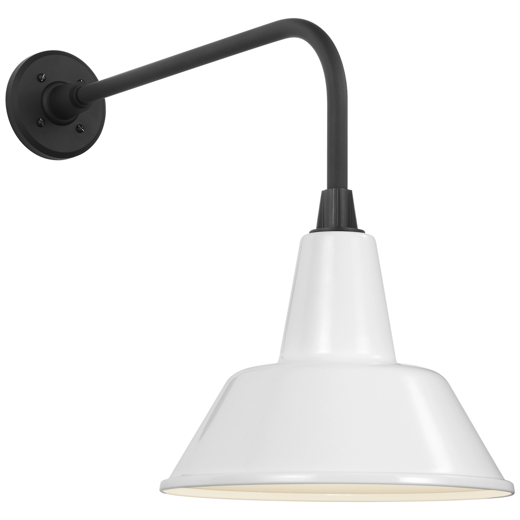 Academy 20" Rex Barn Light | Matte Black | 12.5 | 12.5" White Bowers Shade