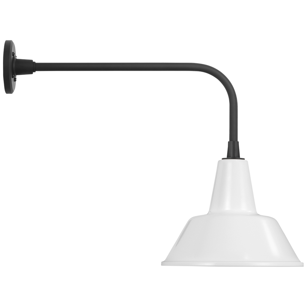 Academy 20" Rex Barn Light | Matte Black | 12.5 | 12.5" White Bowers Shade