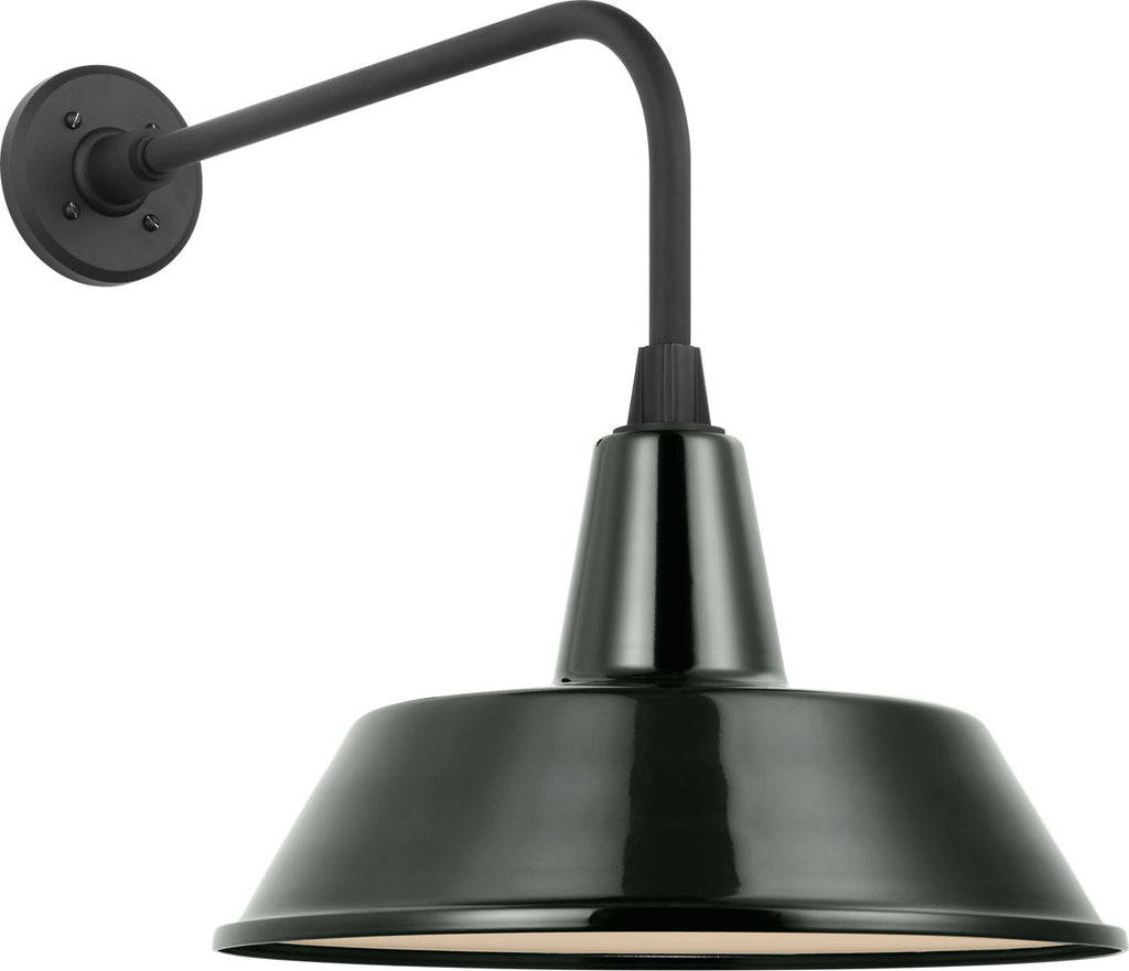 Academy 20" Rex Barn Light | Matte Black | 16 | 16" Green Bowers Shade