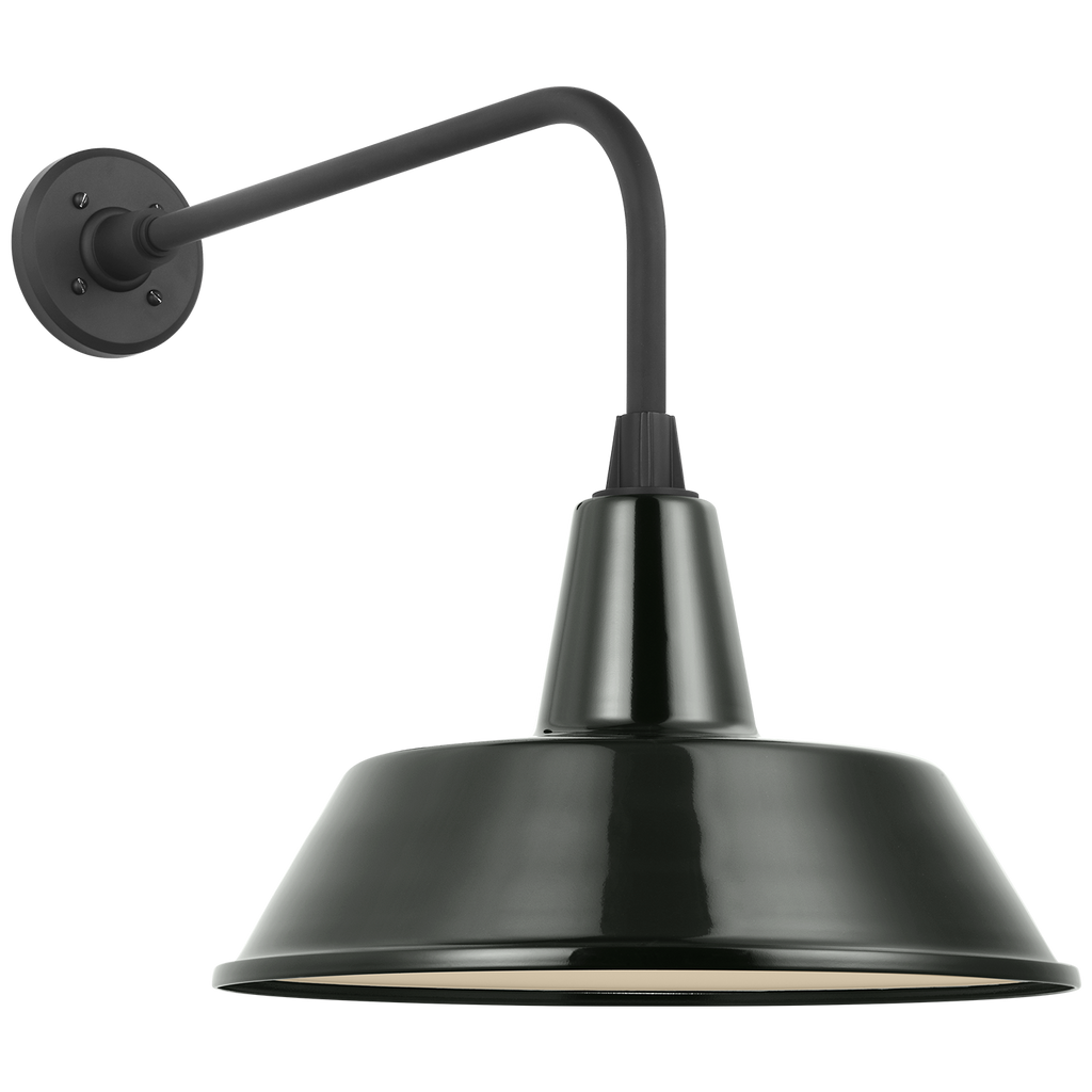 Academy 20" Rex Barn Light | Matte Black | 16 | 16" Green Bowers Shade