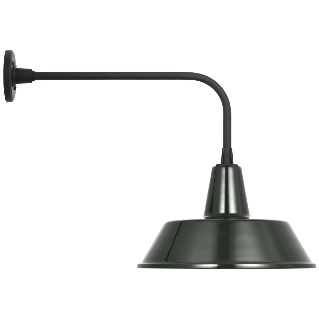 Academy 20" Rex Barn Light | Matte Black | 16 | 16" Green Bowers Shade