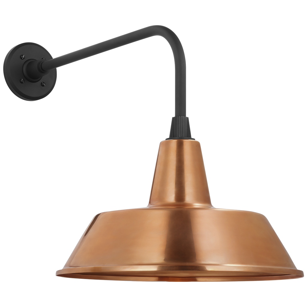 Academy 20" Rex Barn Light | Matte Black | 16 | 16" Soft Copper Bowers Shade