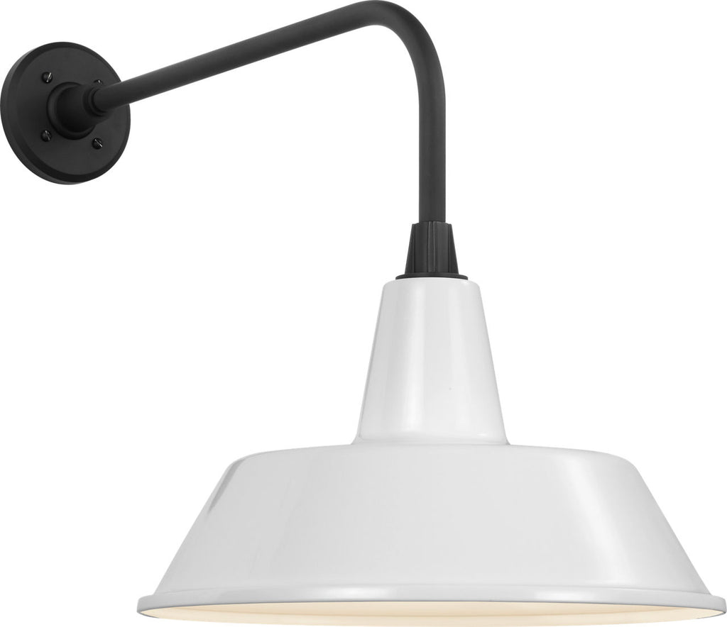 Academy 20" Rex Barn Light | Matte Black | 16 | 16" White Bowers Shade