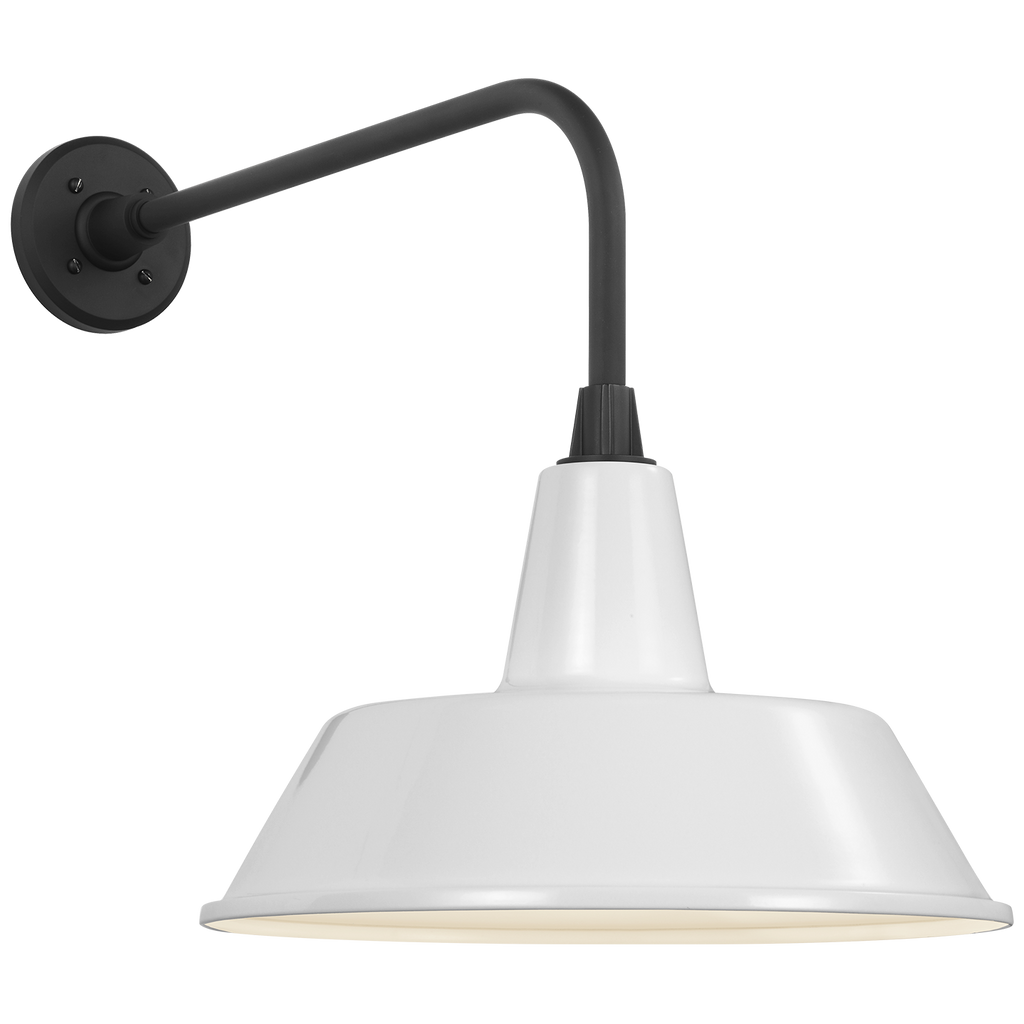 Academy 20" Rex Barn Light | Matte Black | 16 | 16" White Bowers Shade