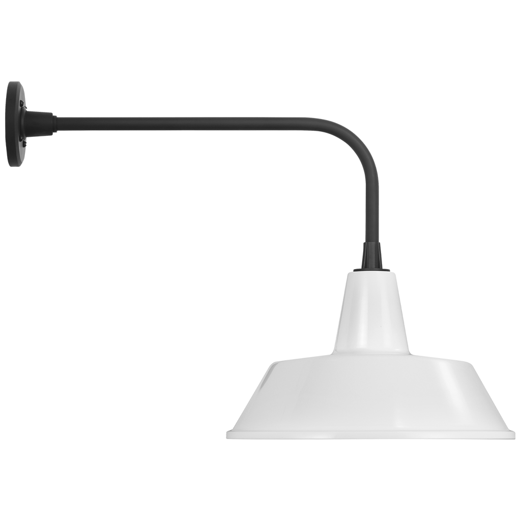 Academy 20" Rex Barn Light | Matte Black | 16 | 16" White Bowers Shade