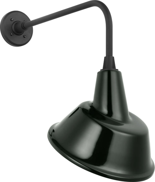 Academy 20" Rex Barn Light | Matte Black | 12.5 | 12.5" Green Tilted Bowers Shade