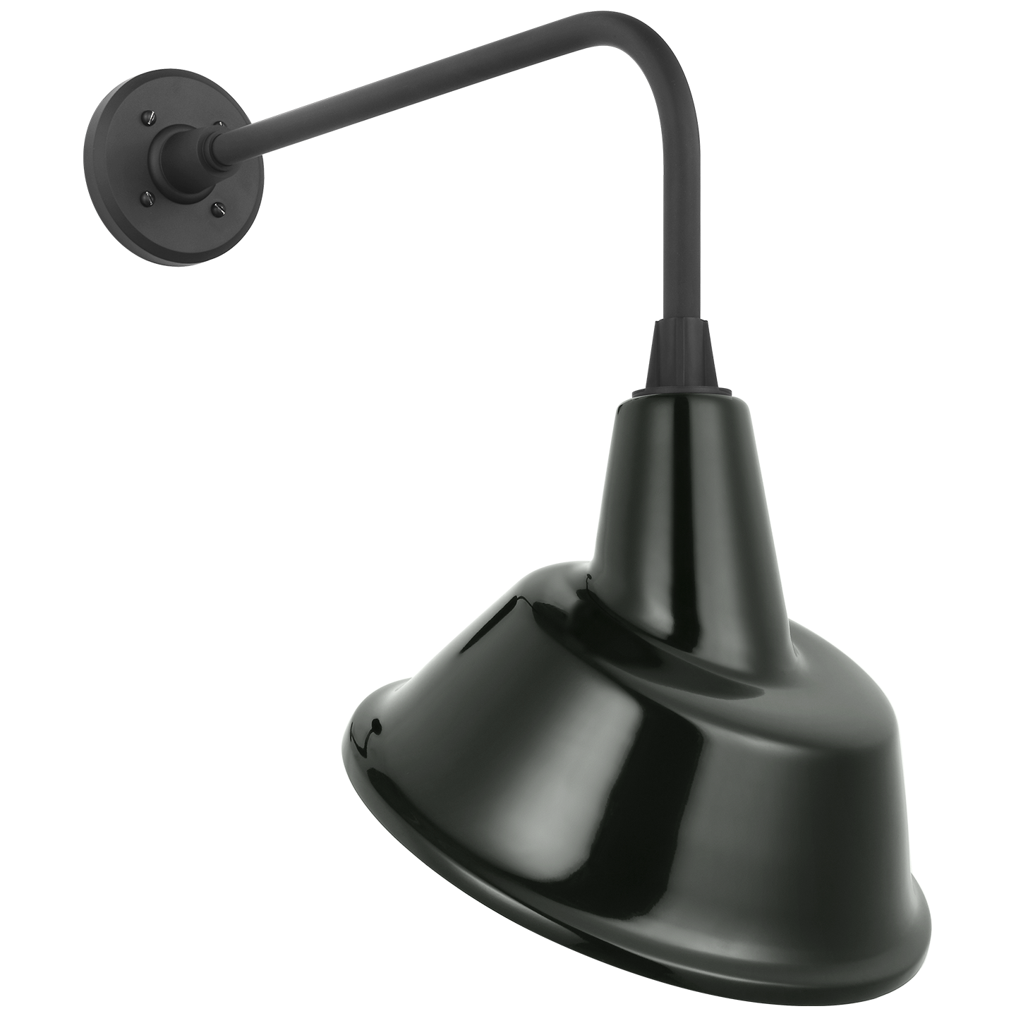 Academy 20" Rex Barn Light | Matte Black | 12.5 | 12.5" Green Tilted Bowers Shade