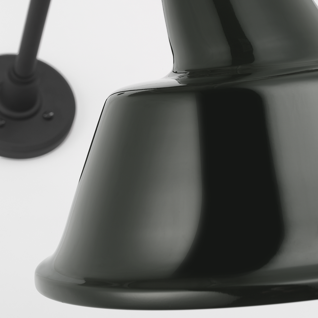 Academy 20" Rex Barn Light | Matte Black | 12.5 | 12.5" Green Tilted Bowers Shade