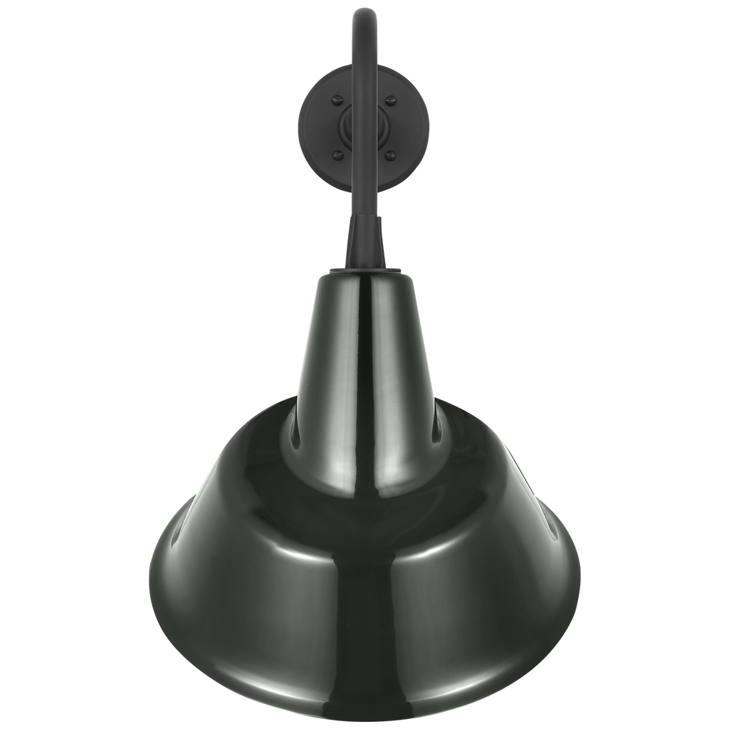 Academy 20" Rex Barn Light | Matte Black | 12.5 | 12.5" Green Tilted Bowers Shade