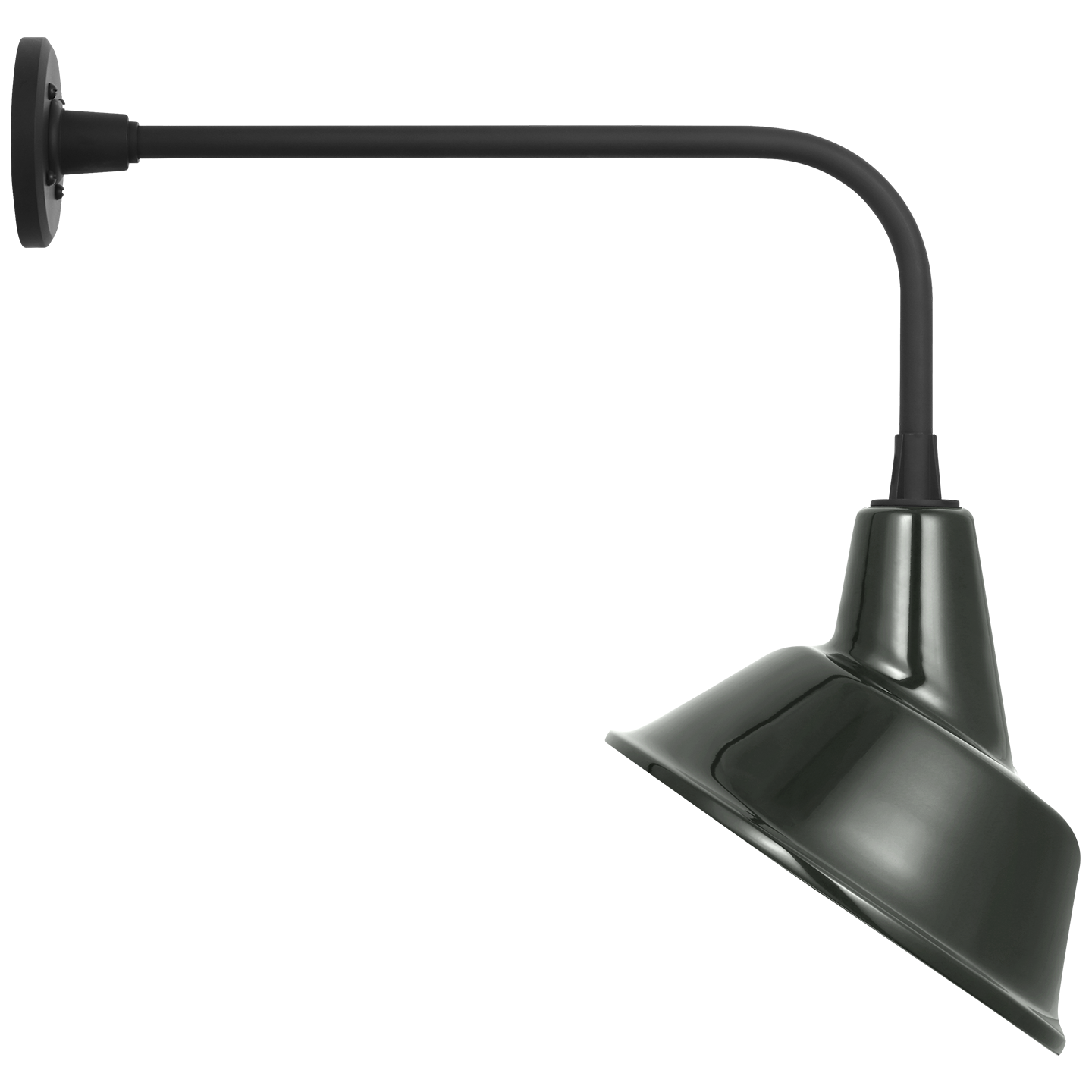 Academy 20" Rex Barn Light | Matte Black | 12.5 | 12.5" Green Tilted Bowers Shade