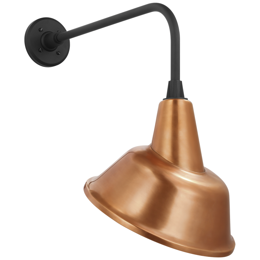 Academy 20" Rex Barn Light | Matte Black | 12.5 | 12.5" Soft Copper Tilted Bowers Shade