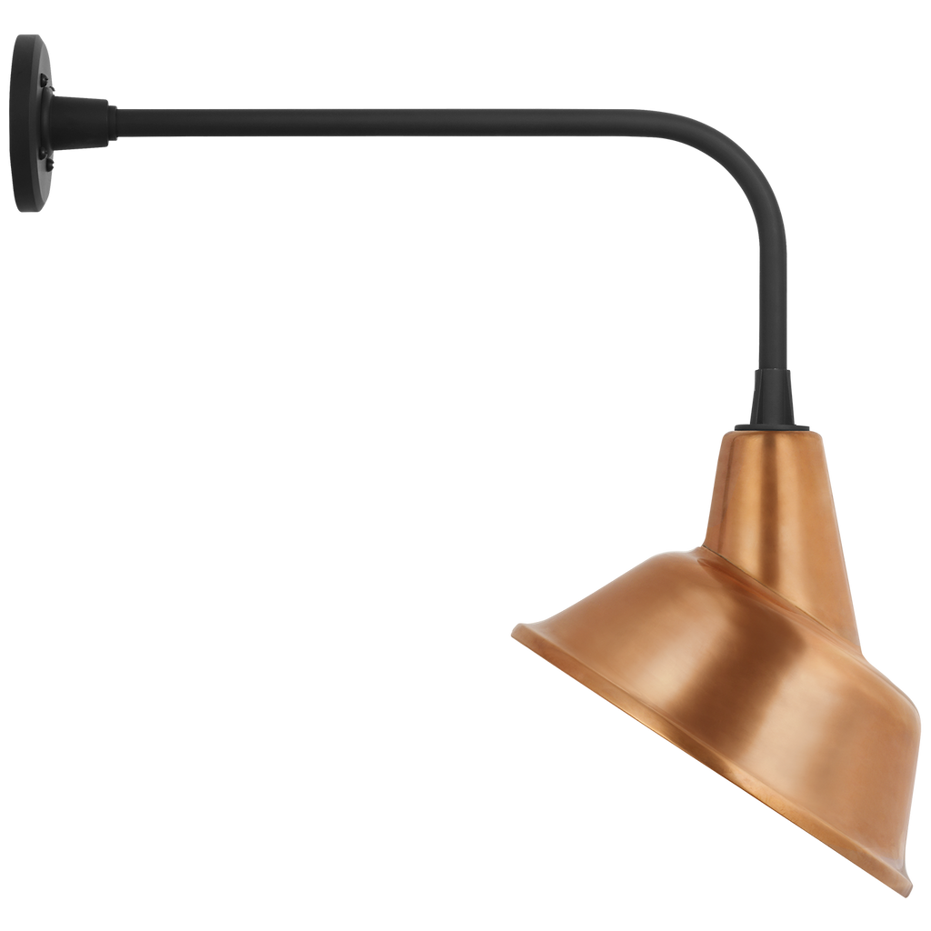 Academy 20" Rex Barn Light | Matte Black | 12.5 | 12.5" Soft Copper Tilted Bowers Shade