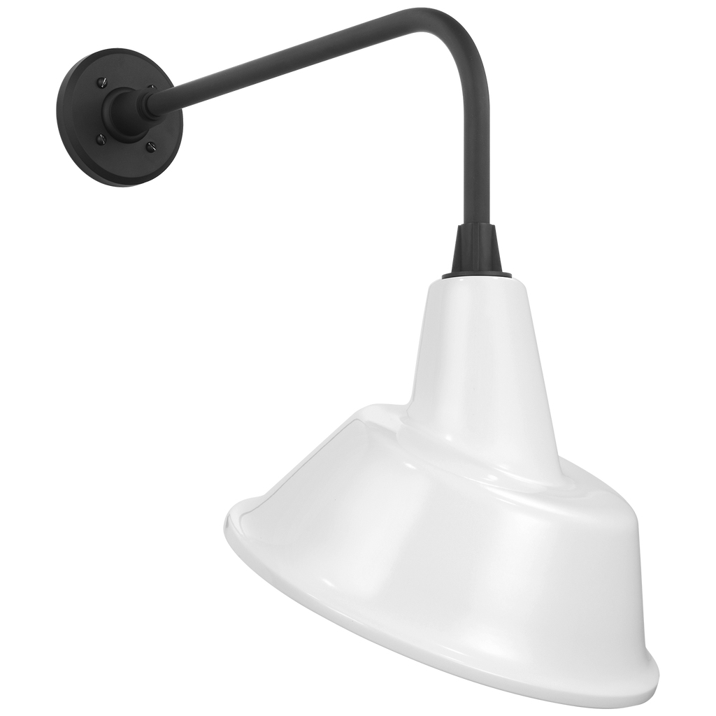 Academy 20" Rex Barn Light | Matte Black | 12.5 | 12.5" White Tilted Bowers Shade