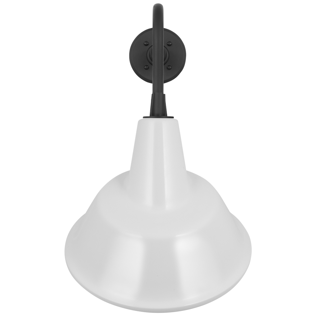 Academy 20" Rex Barn Light | Matte Black | 12.5 | 12.5" White Tilted Bowers Shade