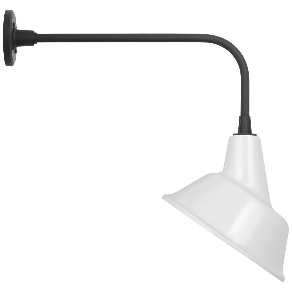Academy 20" Rex Barn Light | Matte Black | 12.5 | 12.5" White Tilted Bowers Shade