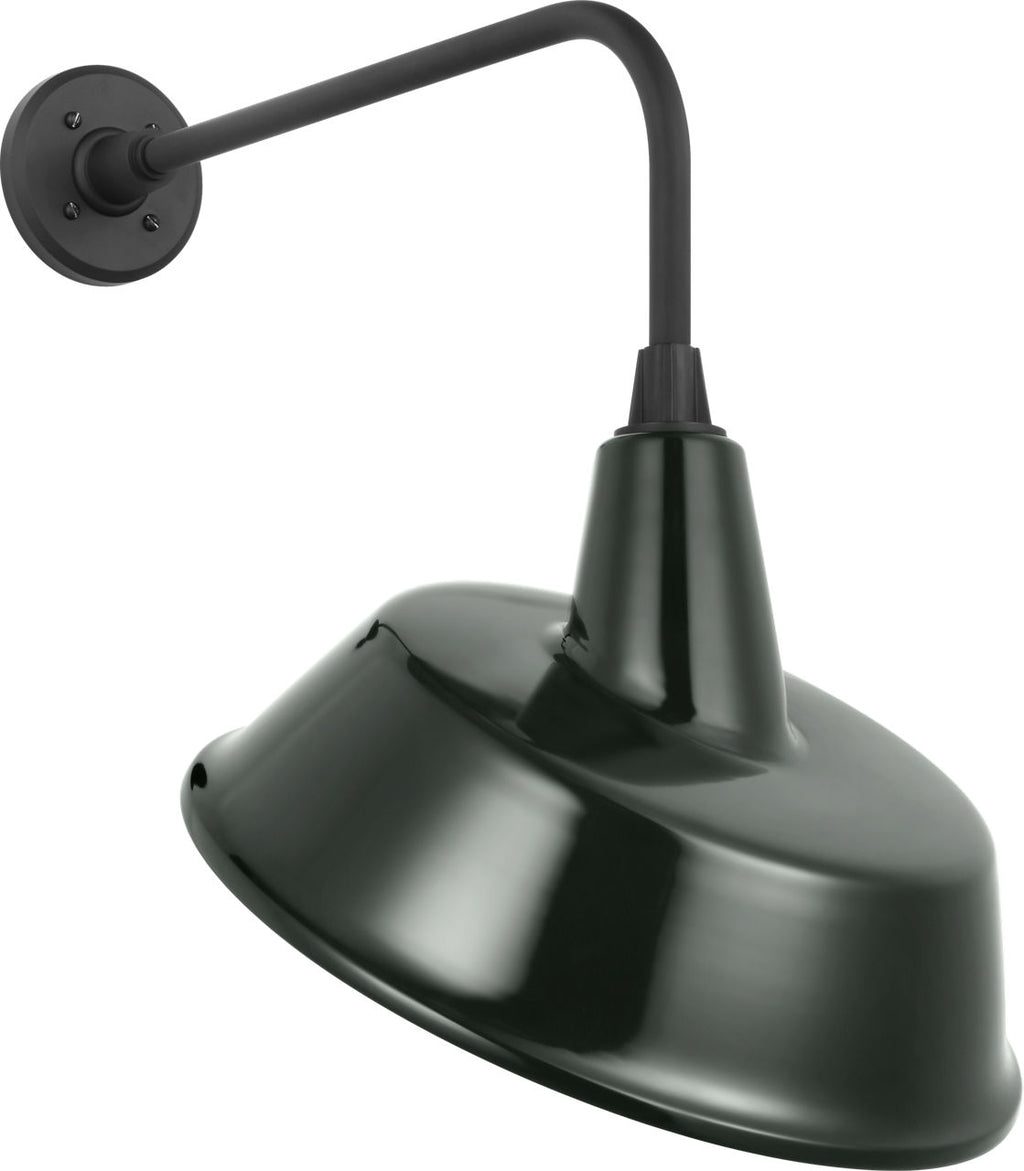 Academy 20" Rex Barn Light | Matte Black | 16 | 16" Green Tilted Bowers Shade
