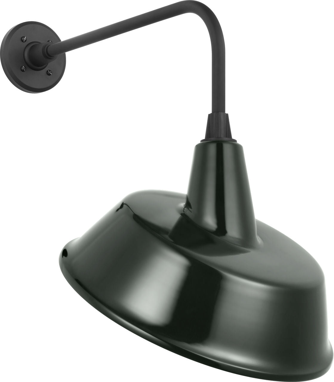 Academy 20" Rex Barn Light | Matte Black | 16 | 16" Green Tilted Bowers Shade