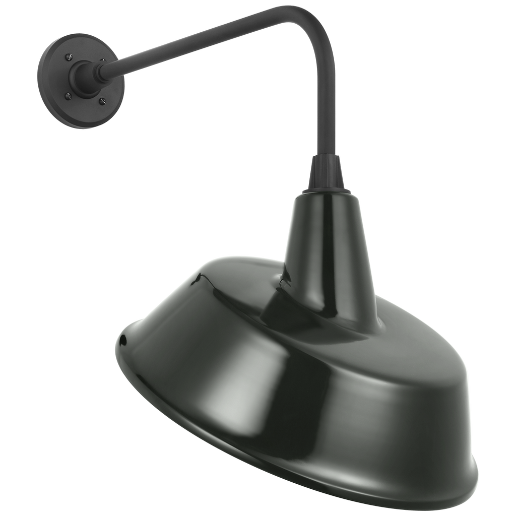 Academy 20" Rex Barn Light | Matte Black | 16 | 16" Green Tilted Bowers Shade