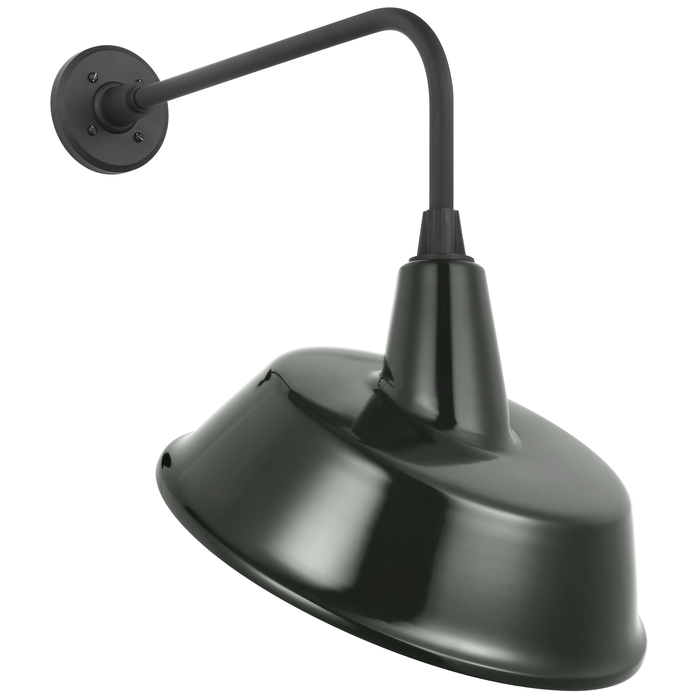Academy 20" Rex Barn Light | Matte Black | 16 | 16" Green Tilted Bowers Shade
