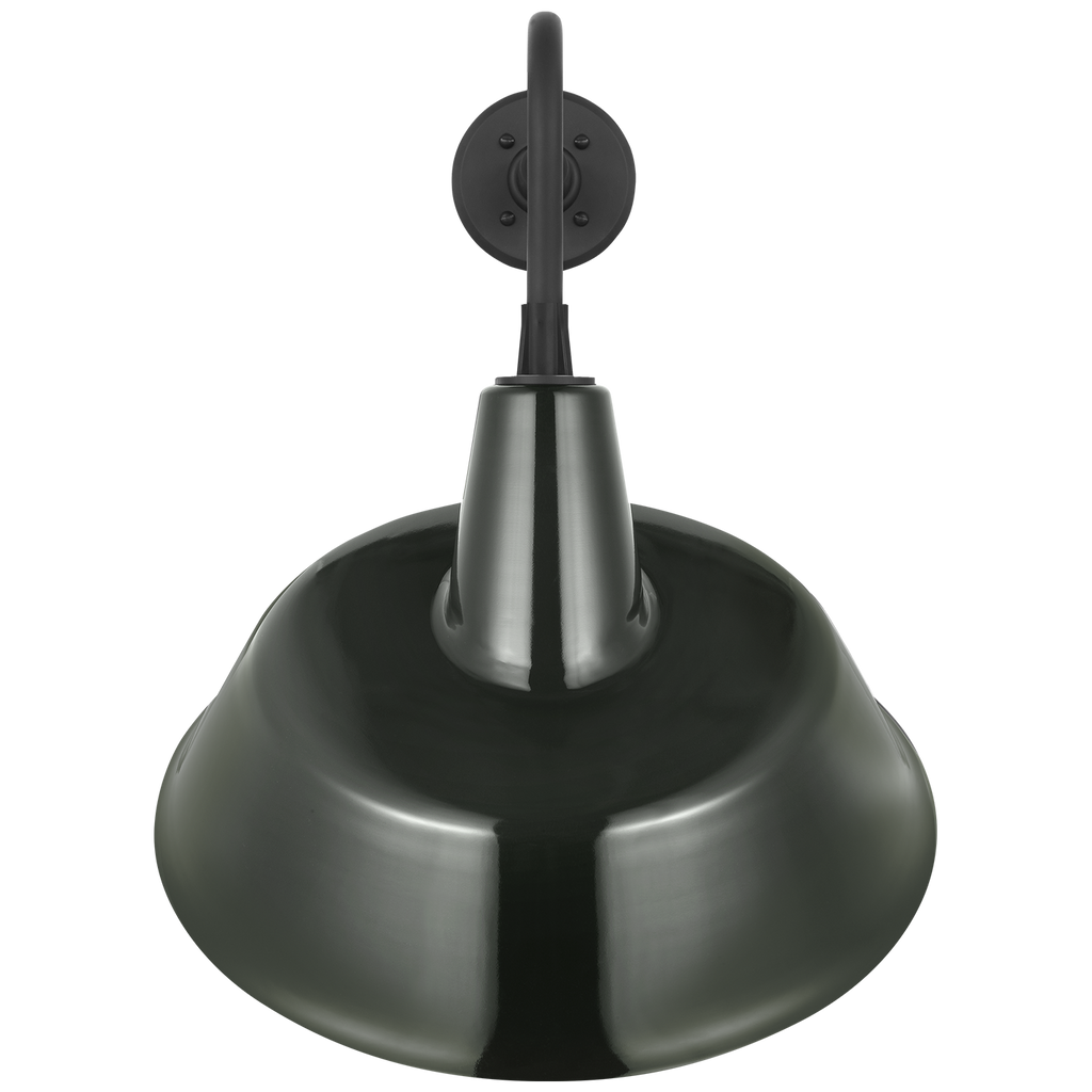 Academy 20" Rex Barn Light | Matte Black | 16 | 16" Green Tilted Bowers Shade