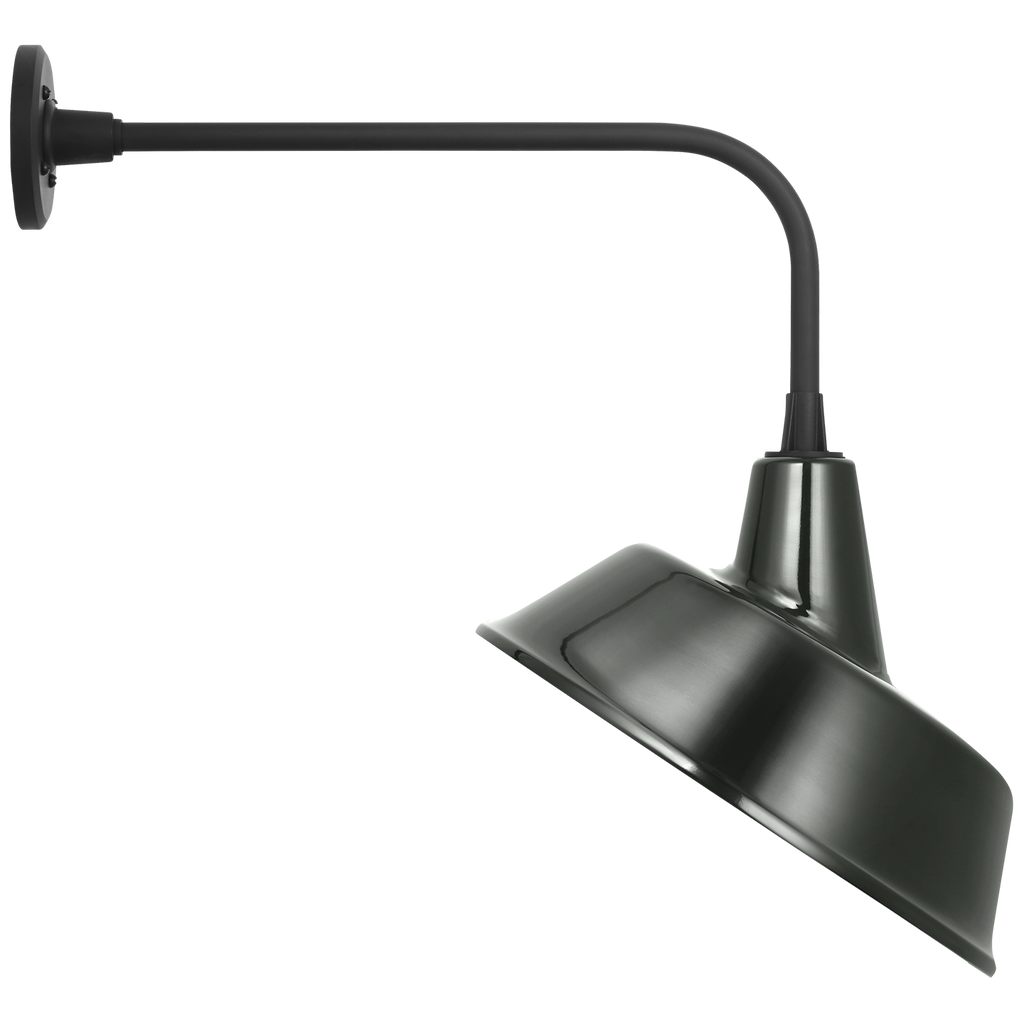 Academy 20" Rex Barn Light | Matte Black | 16 | 16" Green Tilted Bowers Shade