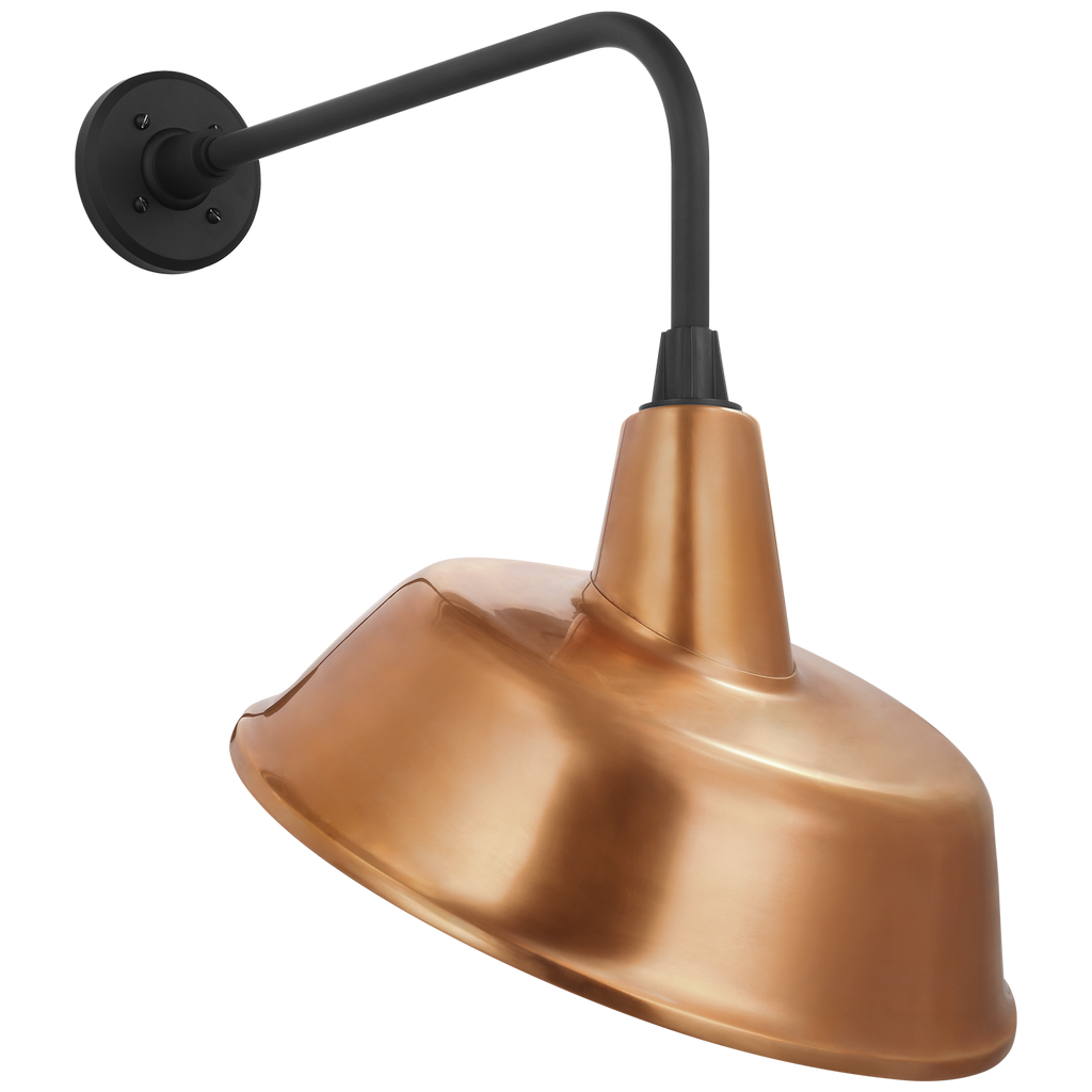 Academy 20" Rex Barn Light | Matte Black | 16 | 16" Soft Copper Tilted Bowers Shade