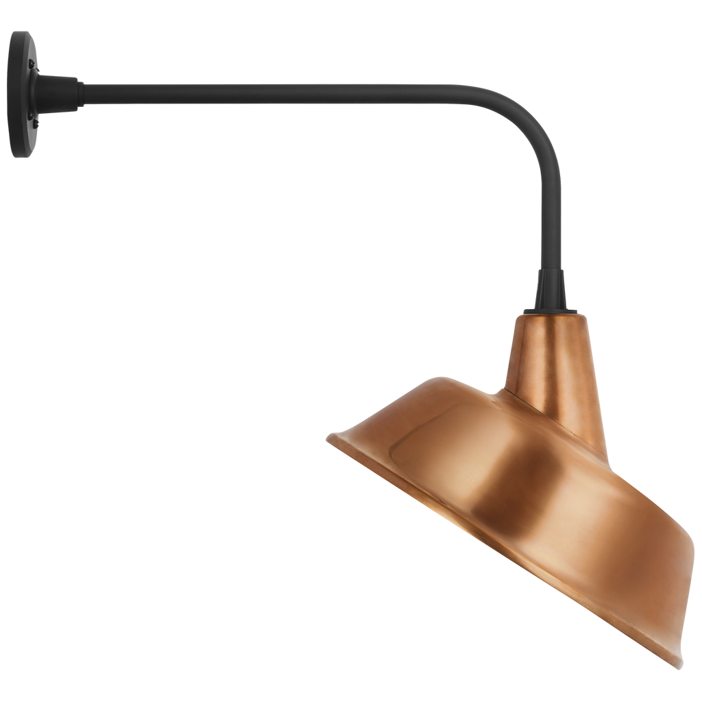 Academy 20" Rex Barn Light | Matte Black | 16 | 16" Soft Copper Tilted Bowers Shade