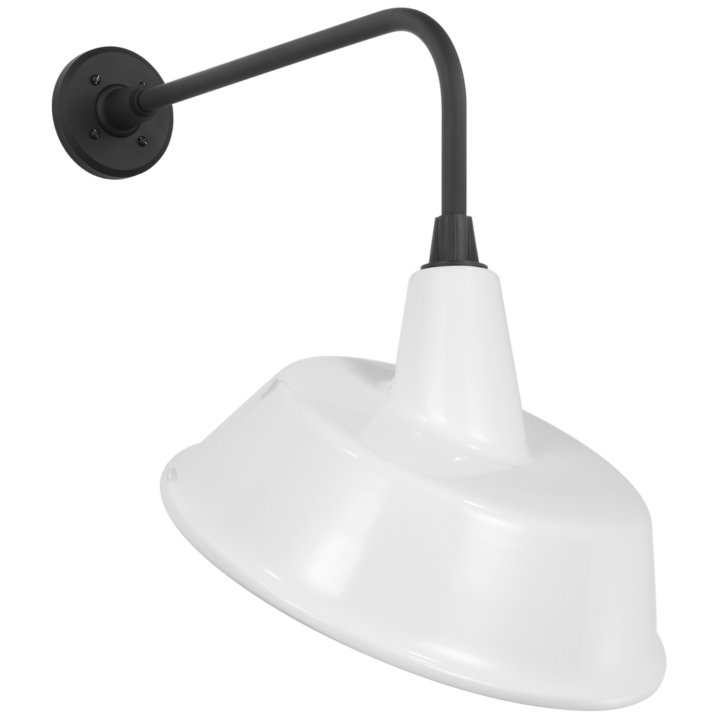 Academy 20" Rex Barn Light | Matte Black | 16 | 16" White Tilted Bowers Shade