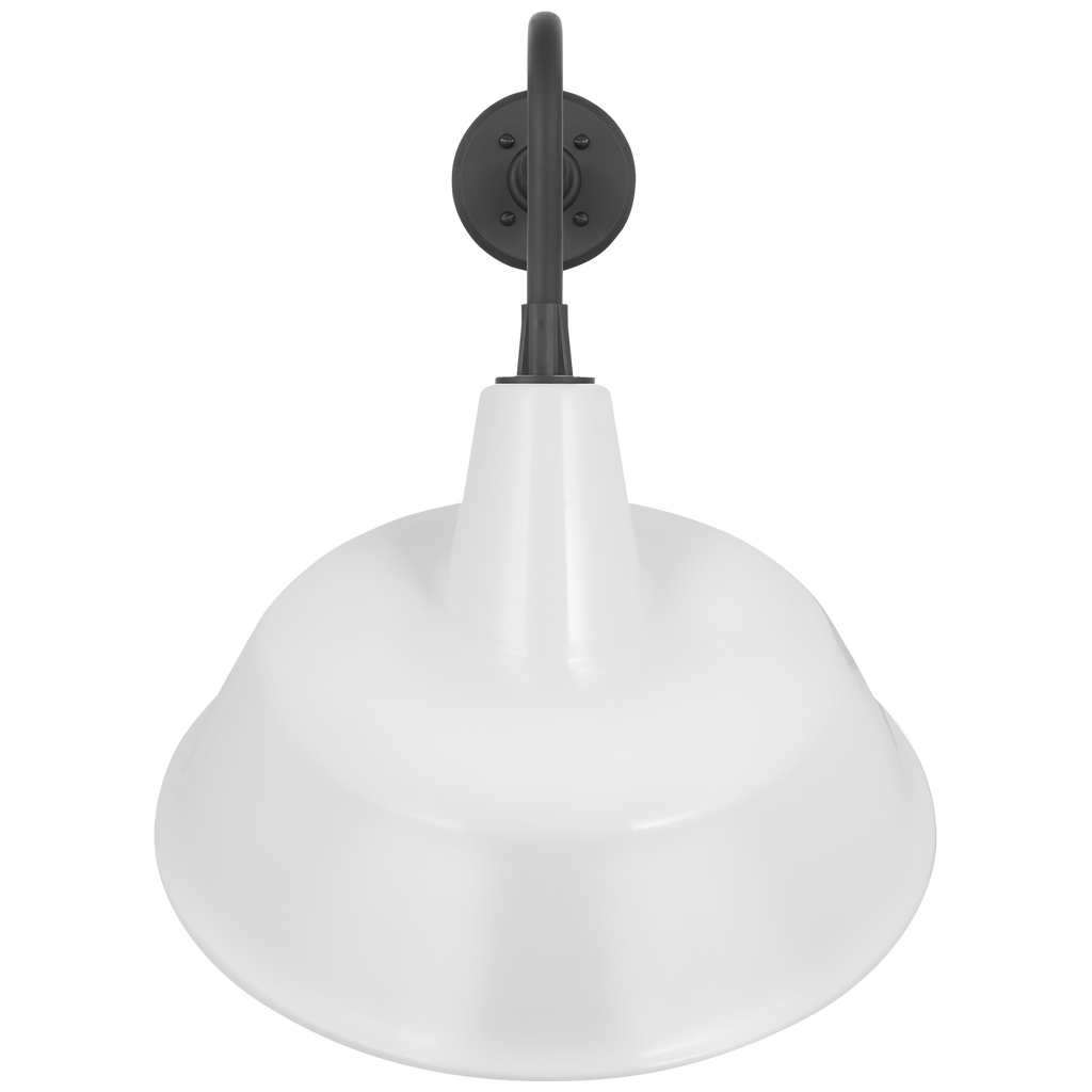 Academy 20" Rex Barn Light | Matte Black | 16 | 16" White Tilted Bowers Shade