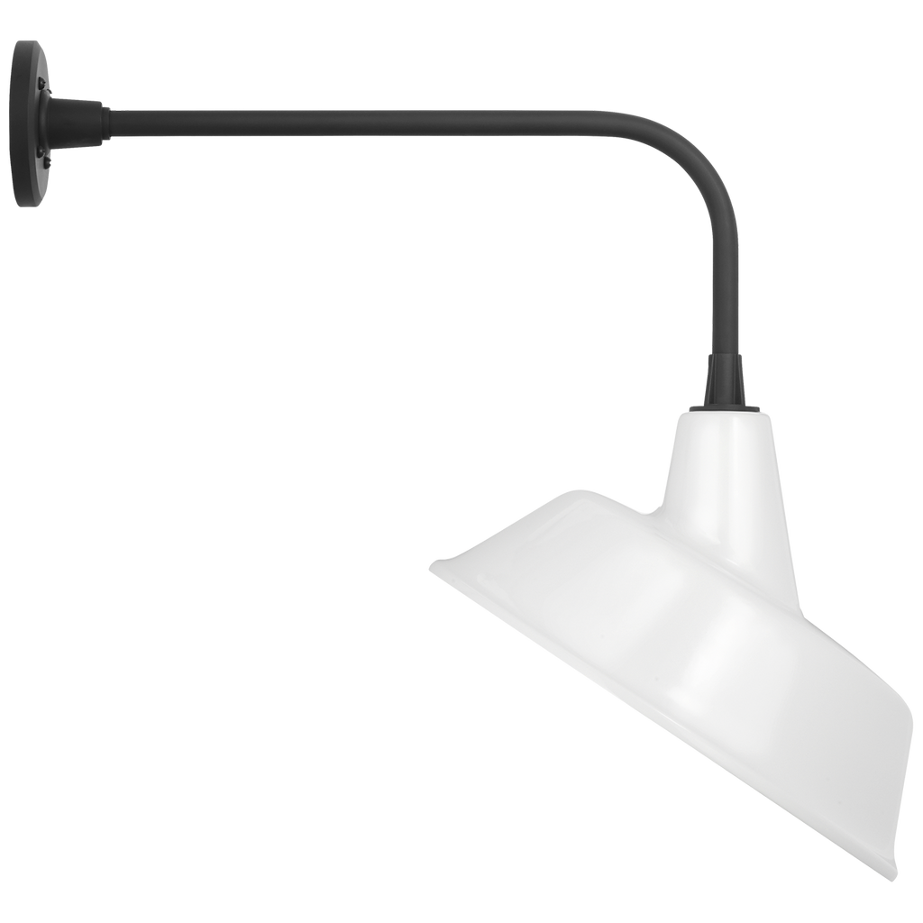 Academy 20" Rex Barn Light | Matte Black | 16 | 16" White Tilted Bowers Shade