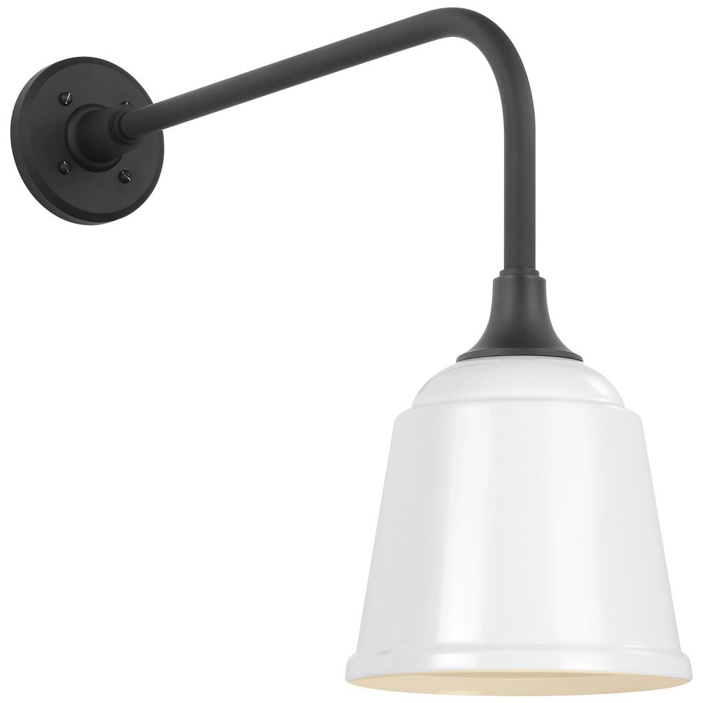 Academy 20" Rex Barn Light | Matte Black | 8 | 8" White Rockhouse Shade