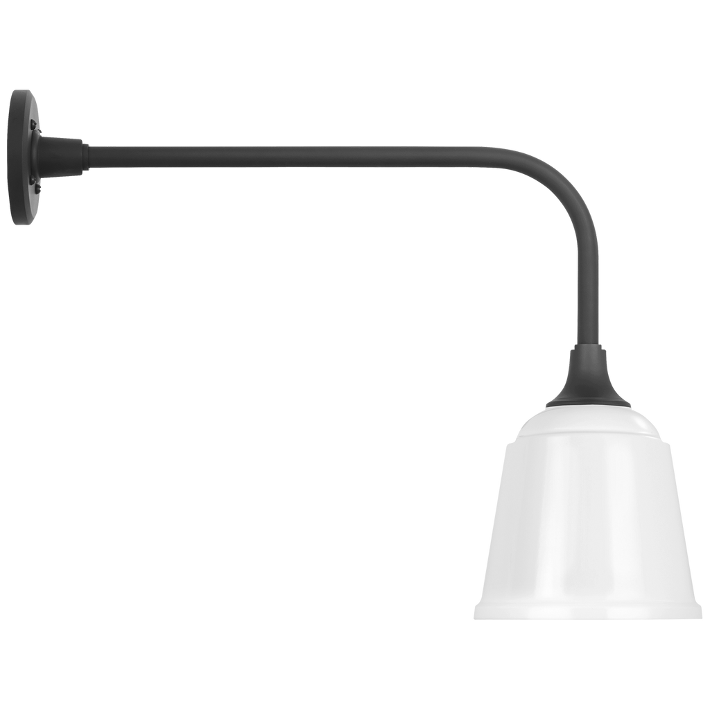 Academy 20" Rex Barn Light | Matte Black | 8 | 8" White Rockhouse Shade