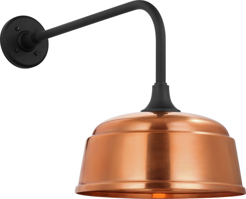 Academy 20" Rex Barn Light | Matte Black | 12.5 | 12.5" Soft Copper Rockhouse Shade