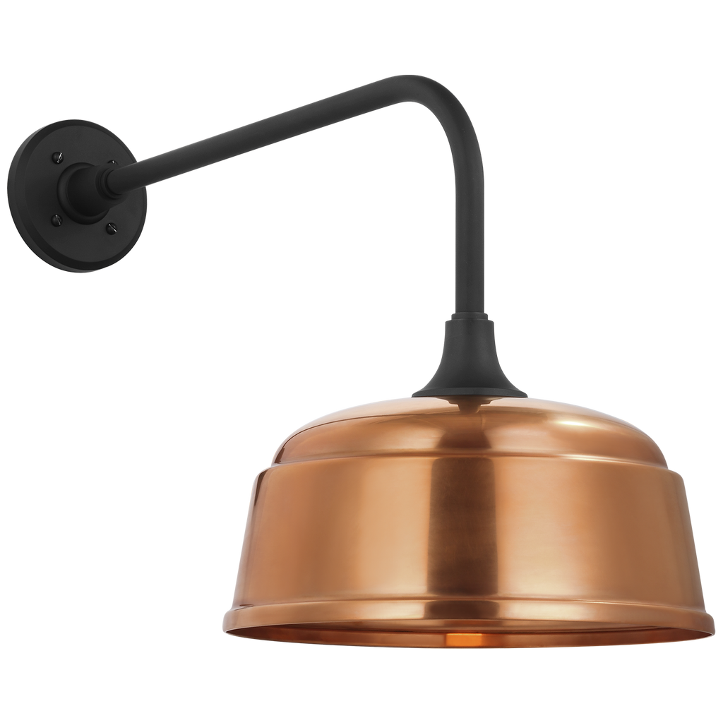 Academy 20" Rex Barn Light | Matte Black | 12.5 | 12.5" Soft Copper Rockhouse Shade
