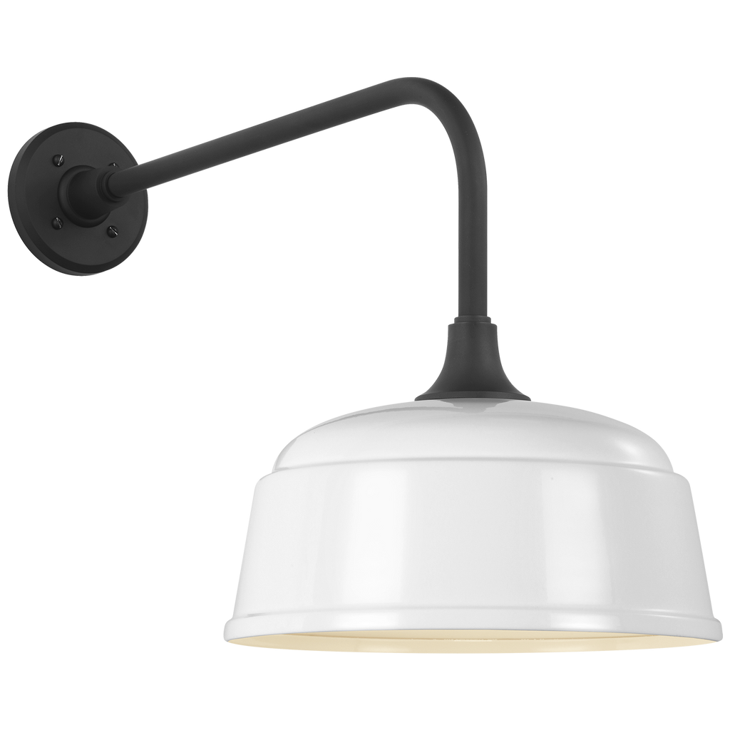 Academy 20" Rex Barn Light | Matte Black | 12.5 | 12.5" White Rockhouse Shade