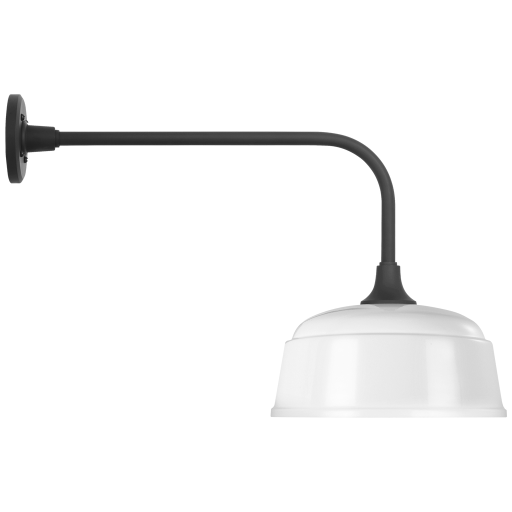 Academy 20" Rex Barn Light | Matte Black | 12.5 | 12.5" White Rockhouse Shade
