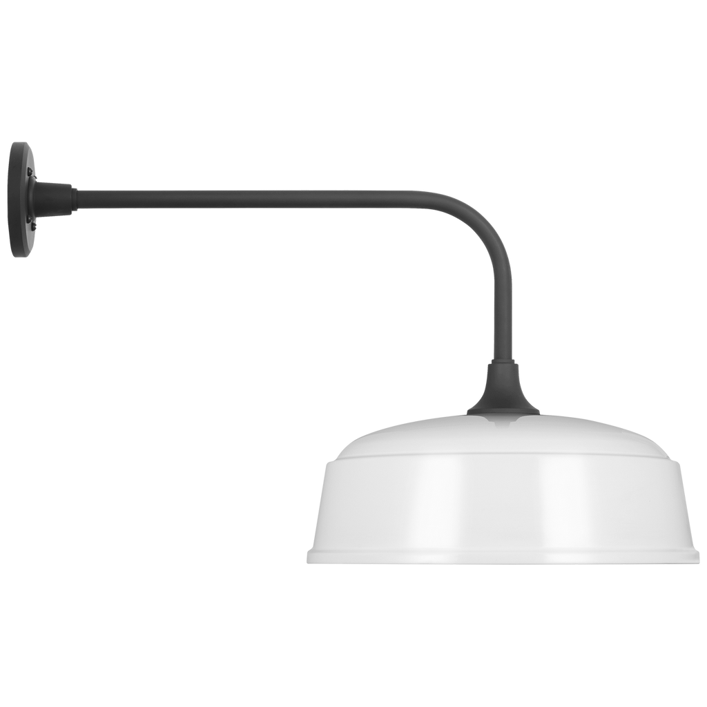Academy 20" Rex Barn Light | Matte Black | 16 | 16" White Rockhouse Shade