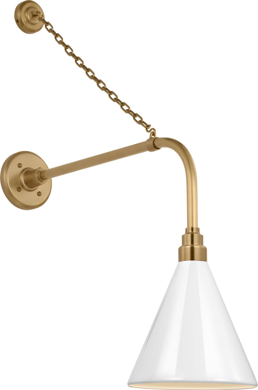 Academy 20" Anchored Rex Barn Light | Hand-Rubbed Antique Brass | 9 | 9" White Conical Savannah Shade