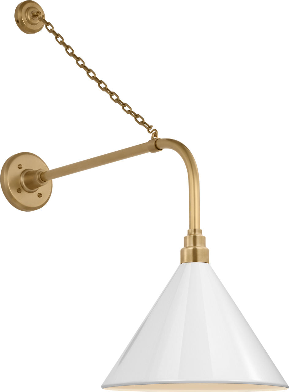 Academy 20" Anchored Rex Barn Light | Hand-Rubbed Antique Brass | 12.5 | 12.5" White Conical Savannah Shade
